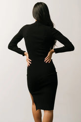 Knightsbridge Ribbed Sweater Midi Dress | Black